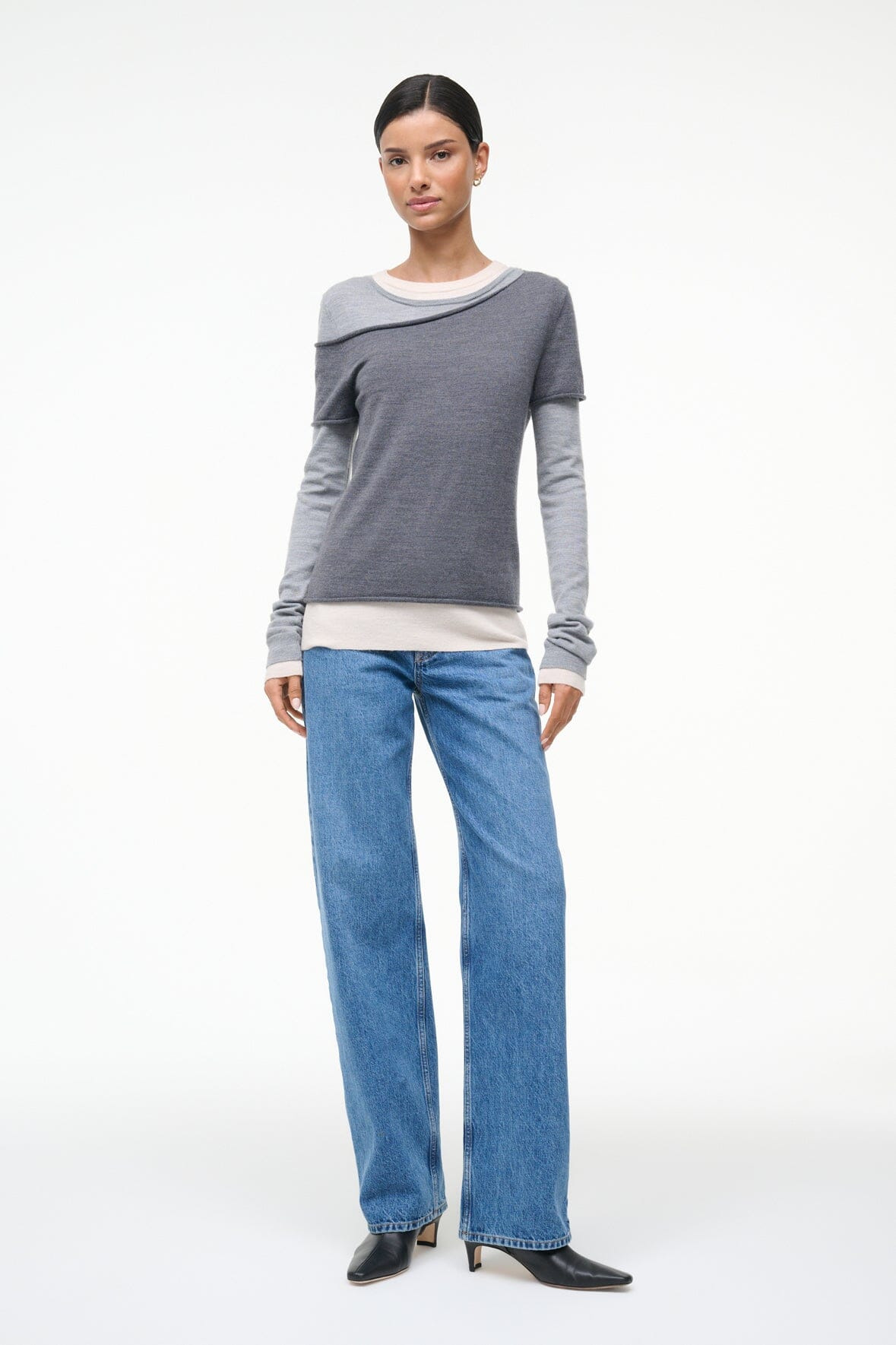 STAUD SERA SWEATER HEATHER GREY MULTI - 2