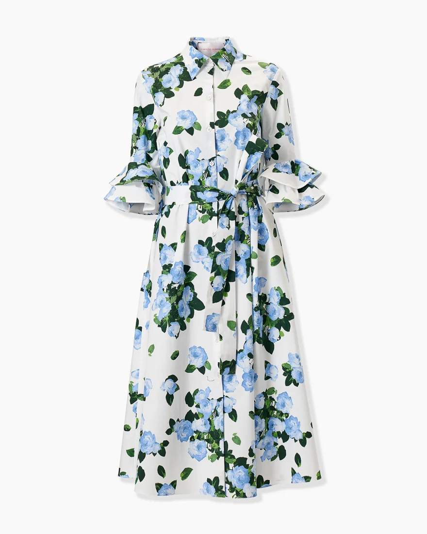 Rose-Print Shirt Dress - 1