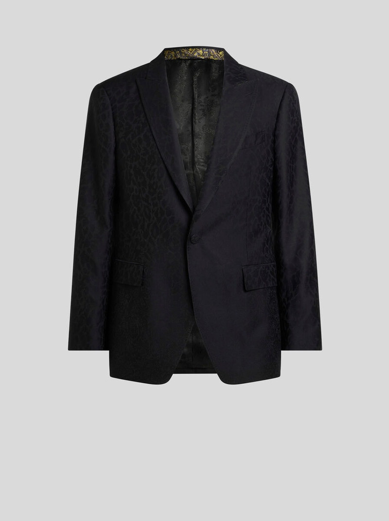 SINGLE-BREASTED JACKET IN WOOL- AND COTTON-BLEND JACQUARD FABRIC WITH ANIMAL MOTIF 1