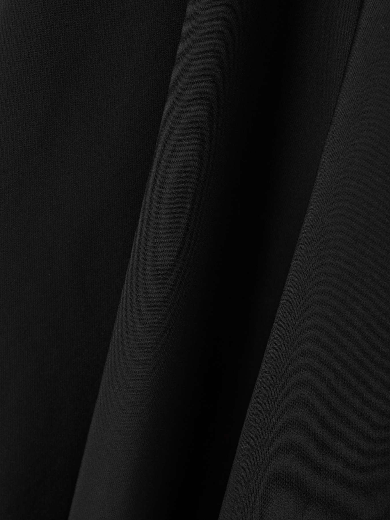 Asymmetric draped leather-trimmed cady midi dress Black - 4