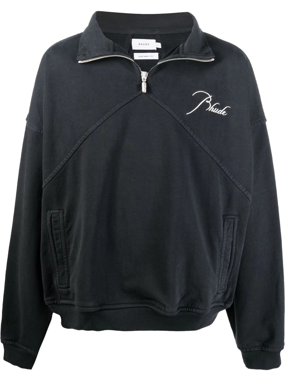 logo-embroidered half-zip sweatshirt - 1