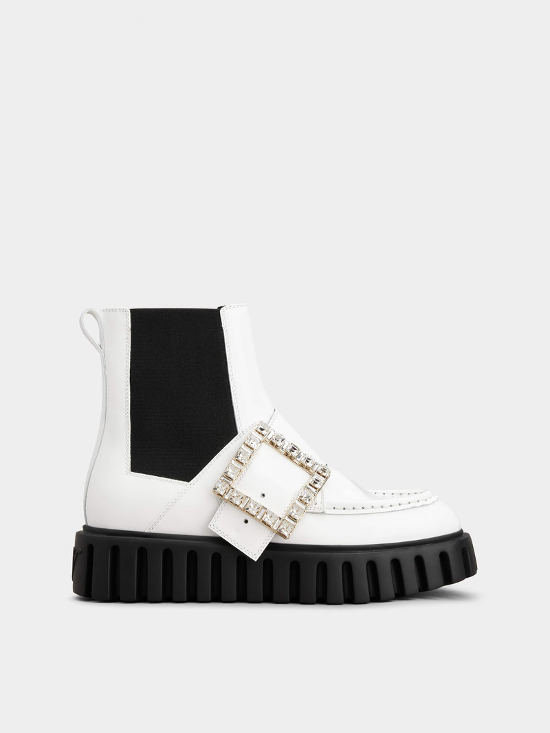 Viv' Go-Thick Strass Buckle Chealsea Ankle Boots in Patent Leather 1