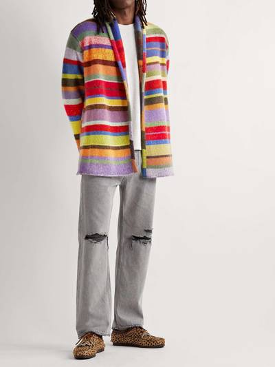 The Elder Statesman Shawl-Collar Striped Cashmere Cardigan outlook