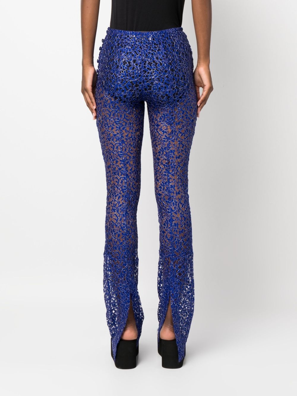 corded-lace flared trousers - 4