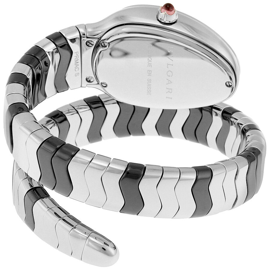 Pre-owned Bvlgari Serpenti Spiga Diamond Black Lacquered Dial Ladies Watch 102129 - 3