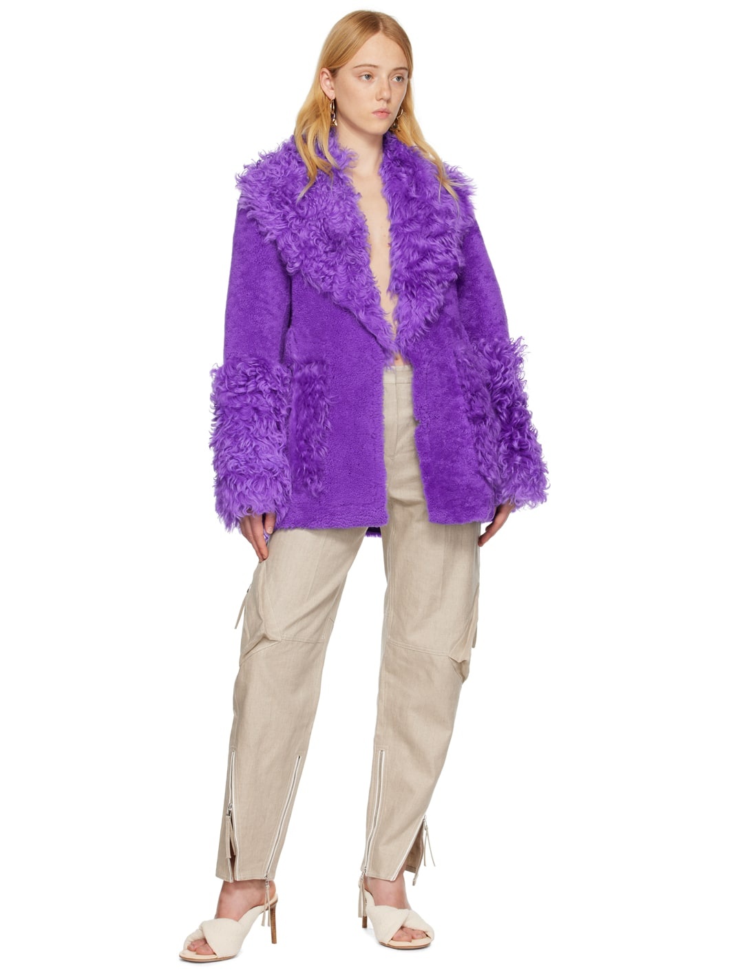 Purple Le Papier 'La Veste Piobbu' Shearling Coat - 4