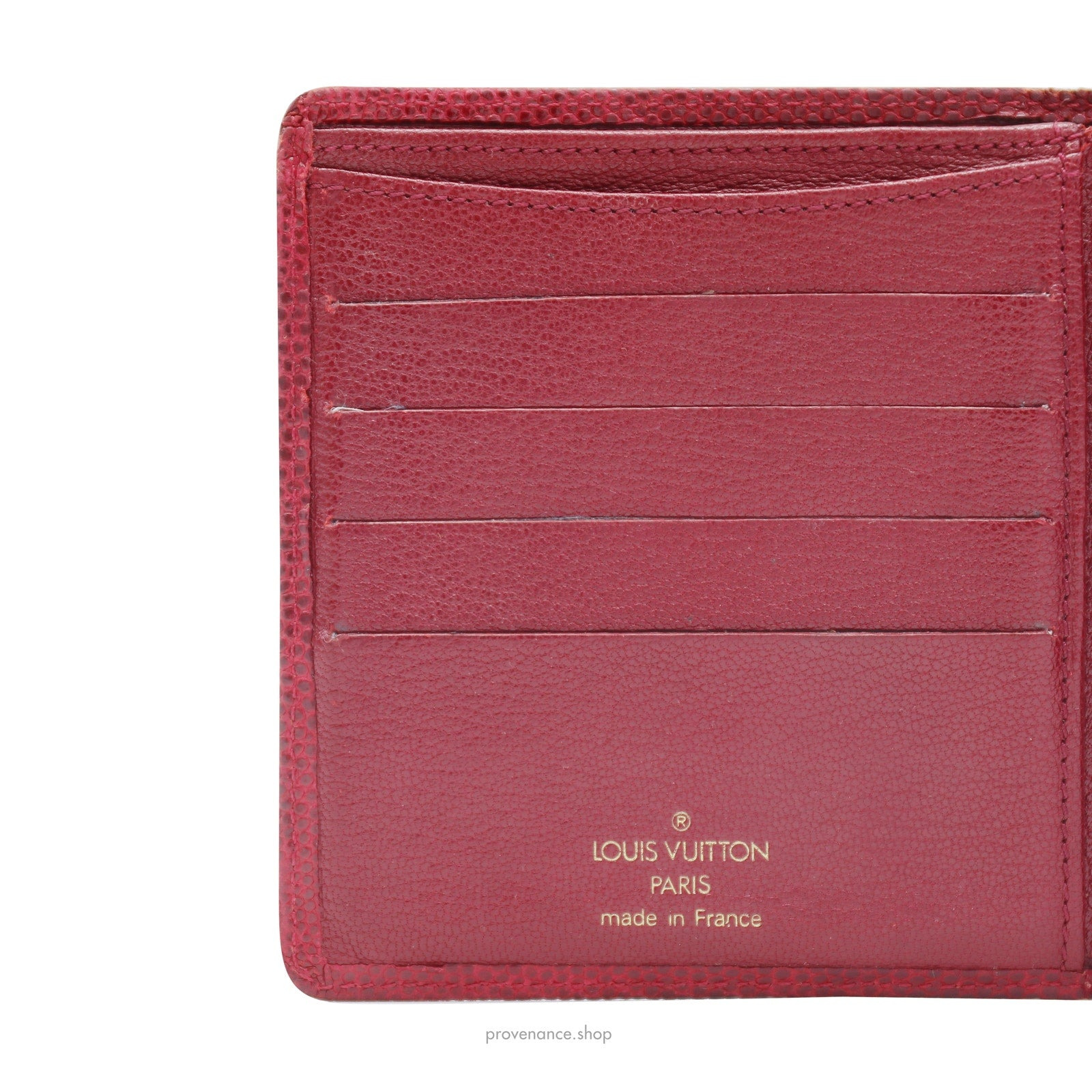 Louis Vuitton Tall Bifold Wallet - Rubis Lizard Leather - 7