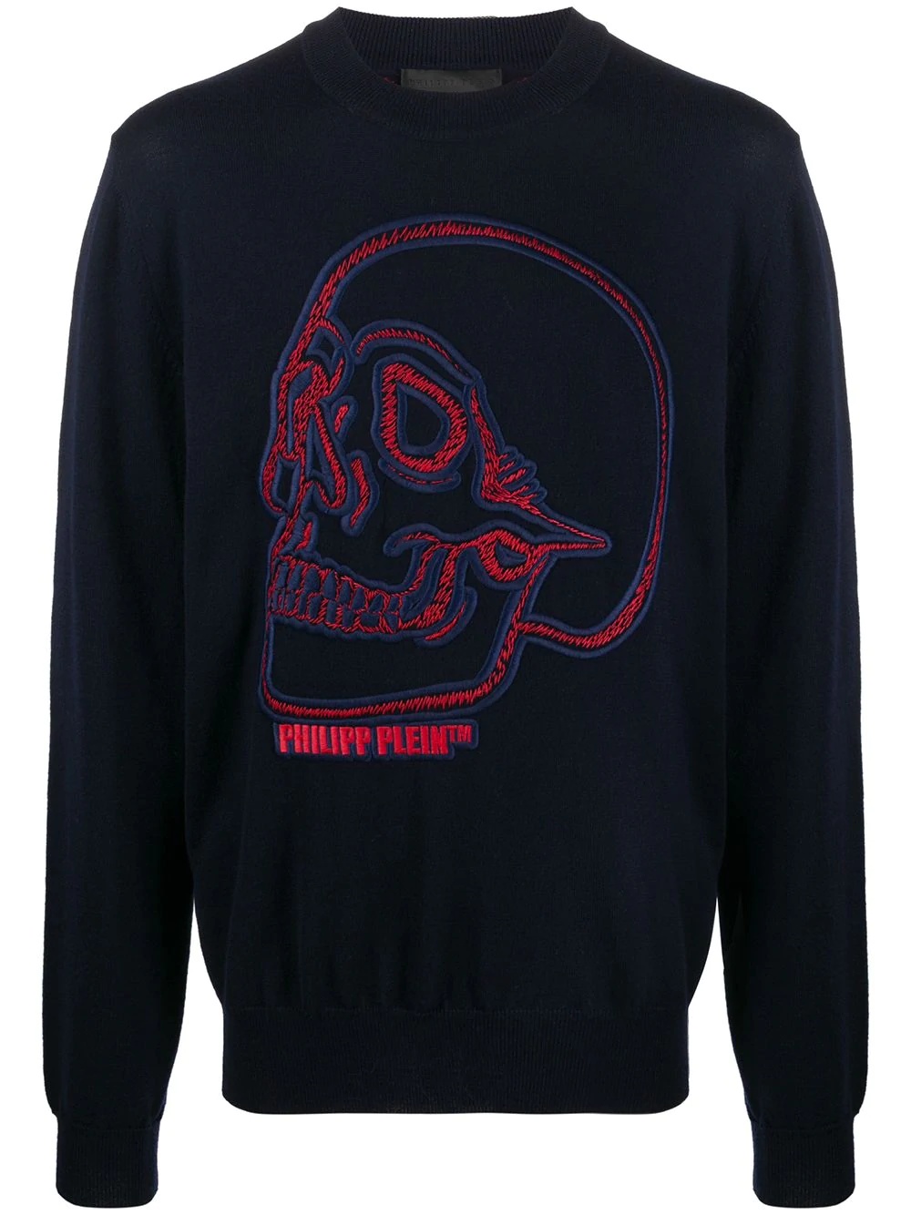 logo skull embroidered sweatshirt - 1