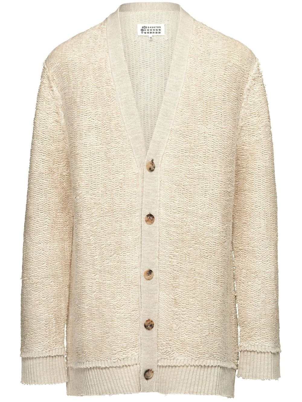 textured V-neck cardigan - 1