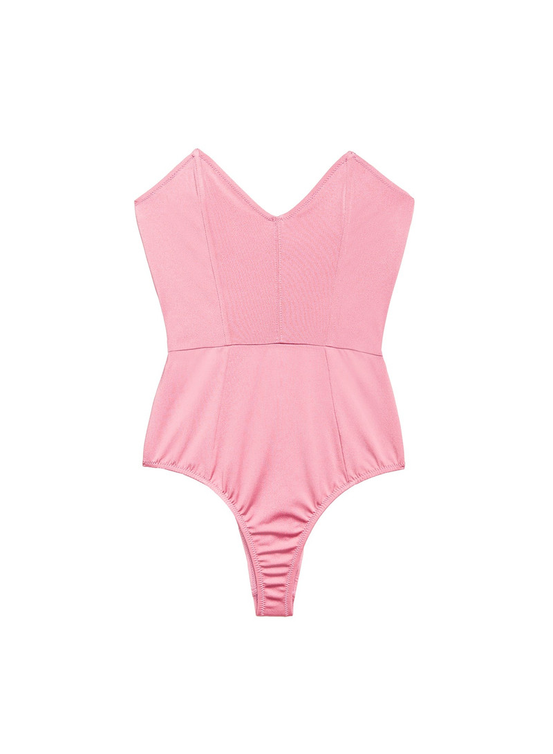 Strapless V-Neck One Piece 1