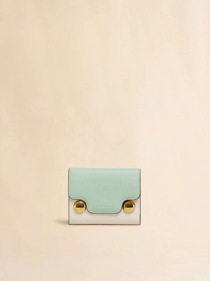 VERDE CREAM AND BROWN LEATHER TRUNKAROO TRIFOLD WALLET - 1