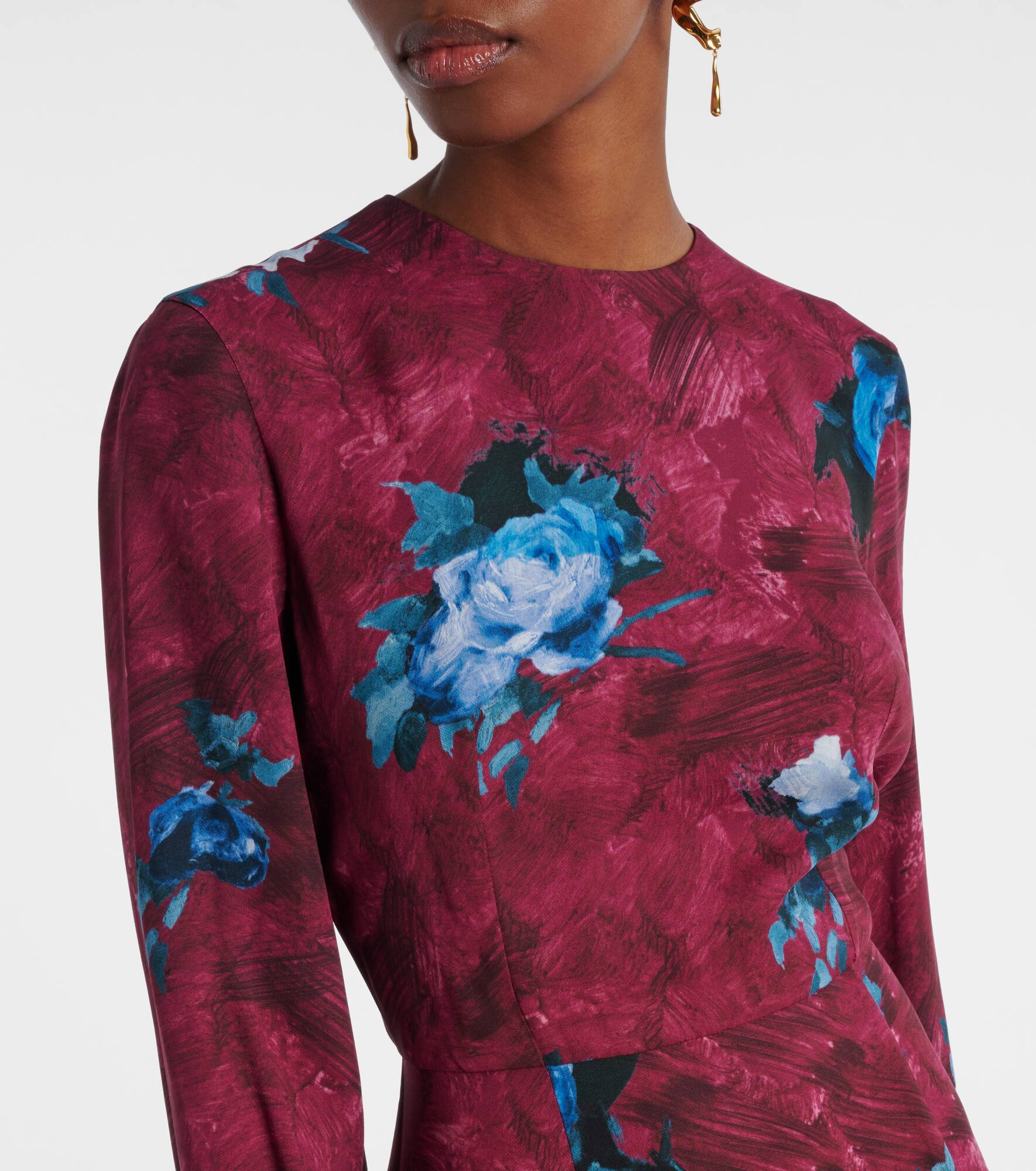Floral crêpe midi dress - 4