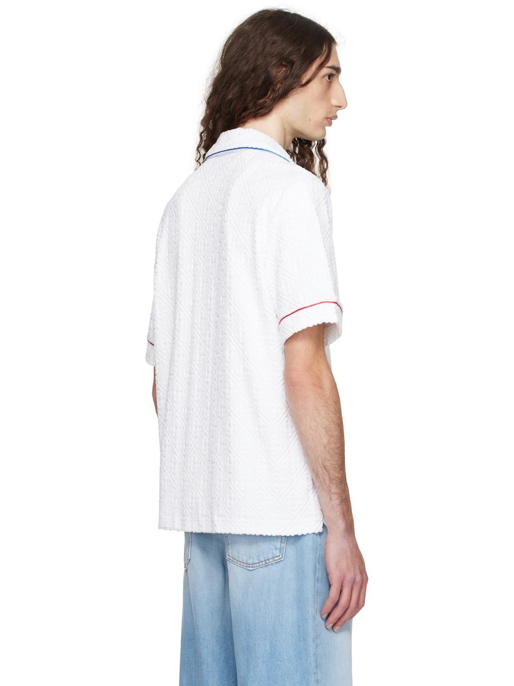 White Monogram Jacquard Towelling Short Sleeve Shirt - 3