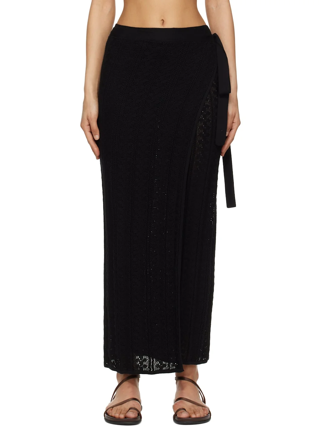 Black Kelp Crochet Maxi Skirt - 1
