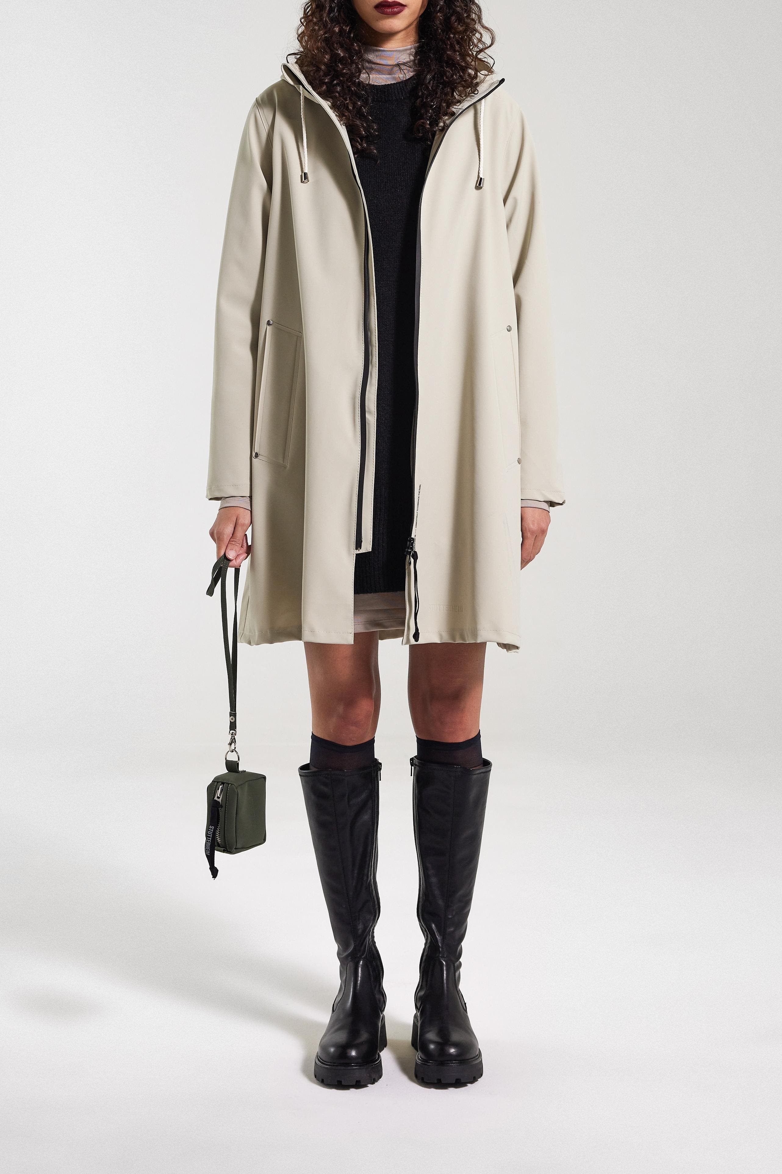 Stutterheim Mosebacke Lightweight Zip Matte Raincoat in Pelican at Nordstrom - 9