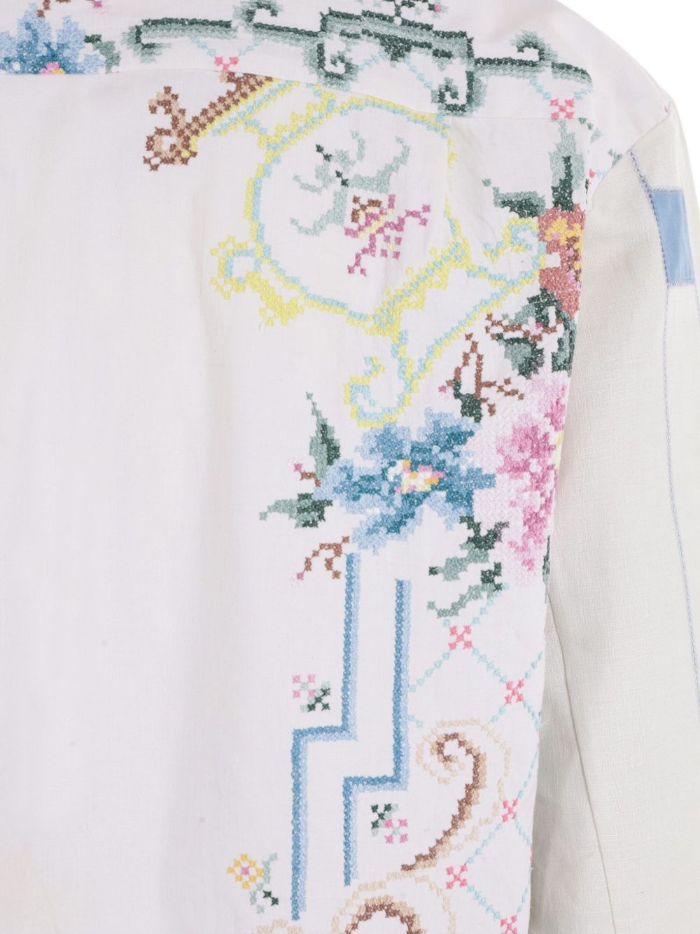 floral-embroidery linen shirt - 4