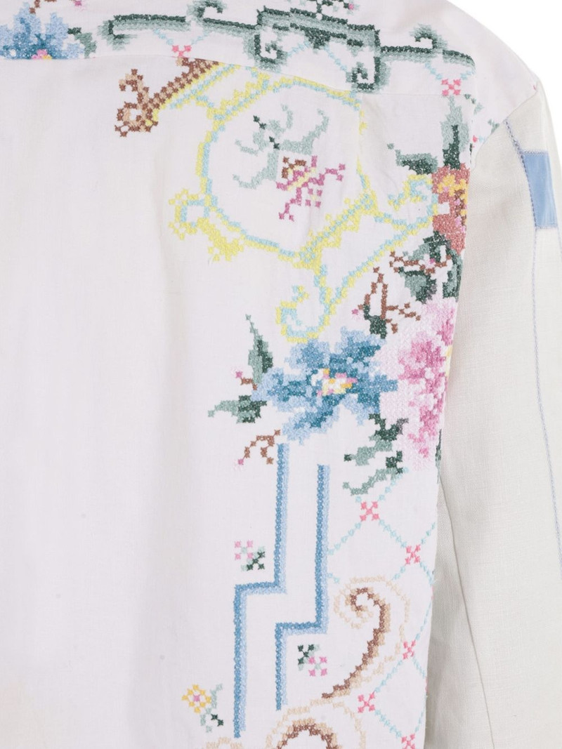 floral-embroidery linen shirt 4