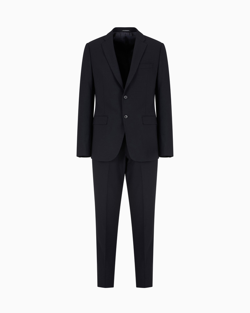 SINGLE-BREASTED SUIT IN VIRGIN-WOOL TWO-WAY STRETCH CANVAS 1
