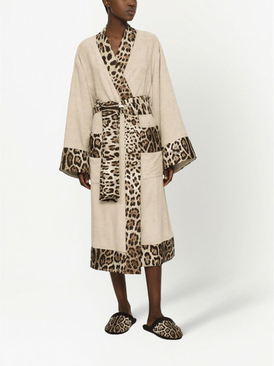 Dolce & Gabbana leopard-print trim belted bathrobe outlook