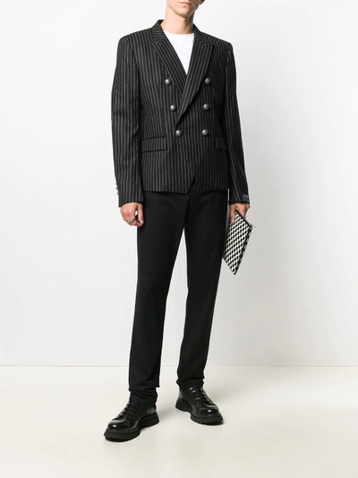 Balmain pinstriped double breasted blazer outlook