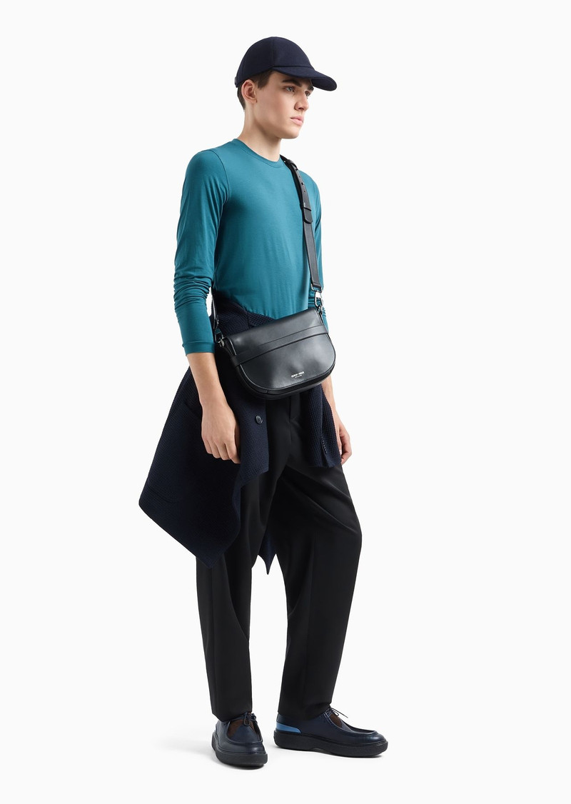 GIORGIO ARMANI Stretch viscose jersey jumper with crew neck and long sleeves outlook
