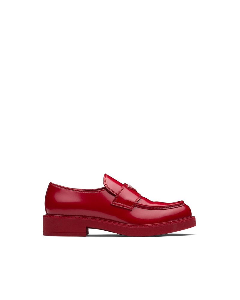 Prada Chocolate brushed leather loafers outlook