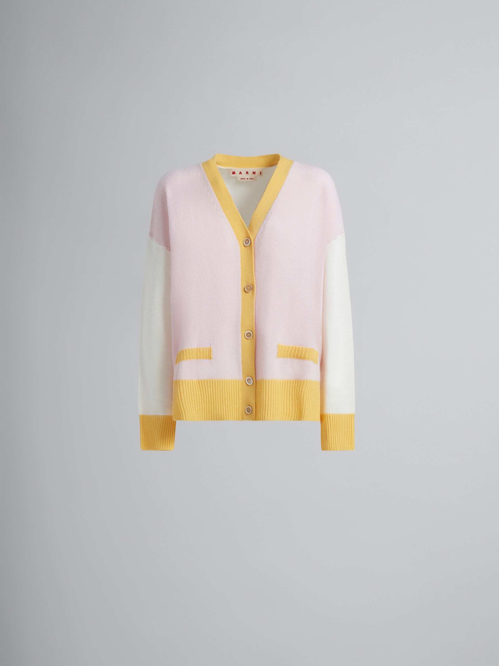 COLOUR BLOCK CASHMERE CARDIGAN - 1