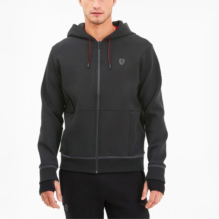 PUMA Ferrari Hooded sweat jacket 'Black Grey' 596119-01 - 4