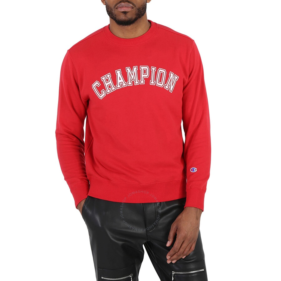 Champion Bright Red French Terry Varsity Crewneck Sweatshirt - 3