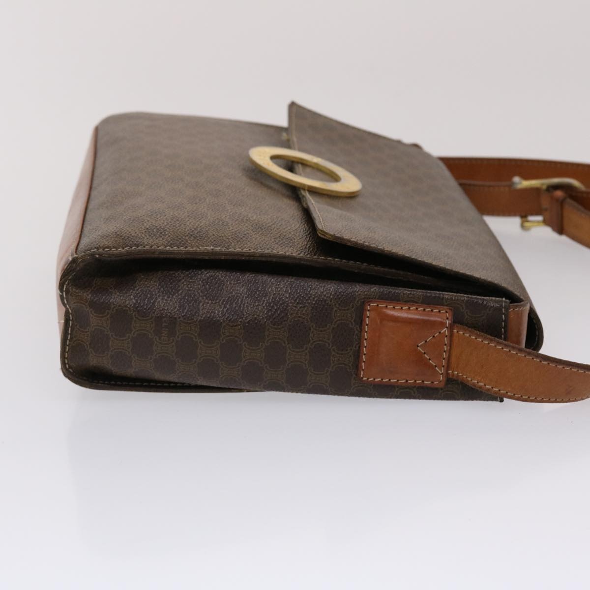 CELINE Macadam Canvas Shoulder Bag Pvc Leather Brown - 14
