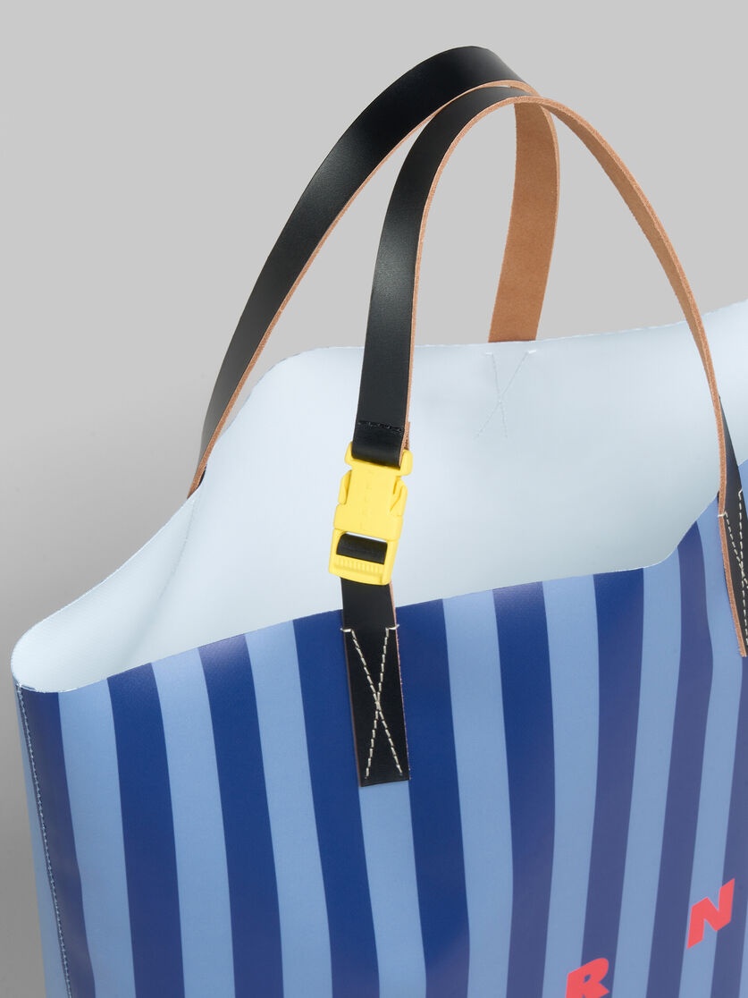 BLUE STRIPED TRIBECA SHOPPING BAG WITH MARNI LOGO - 4