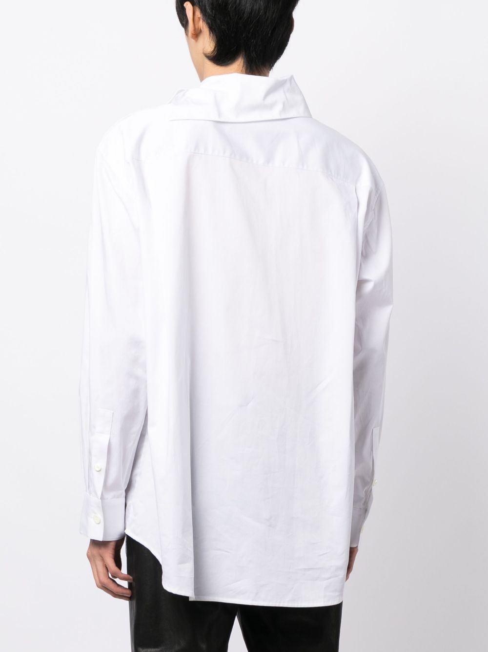 oversized-pointed collar cotton shirt - 4