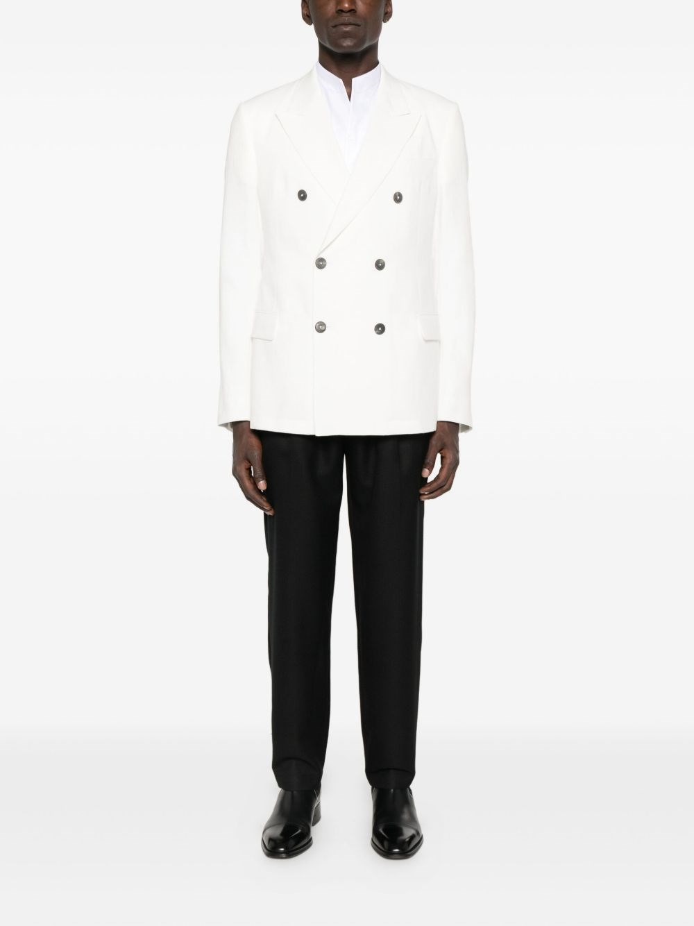 Linen double-breasted jacket - 2