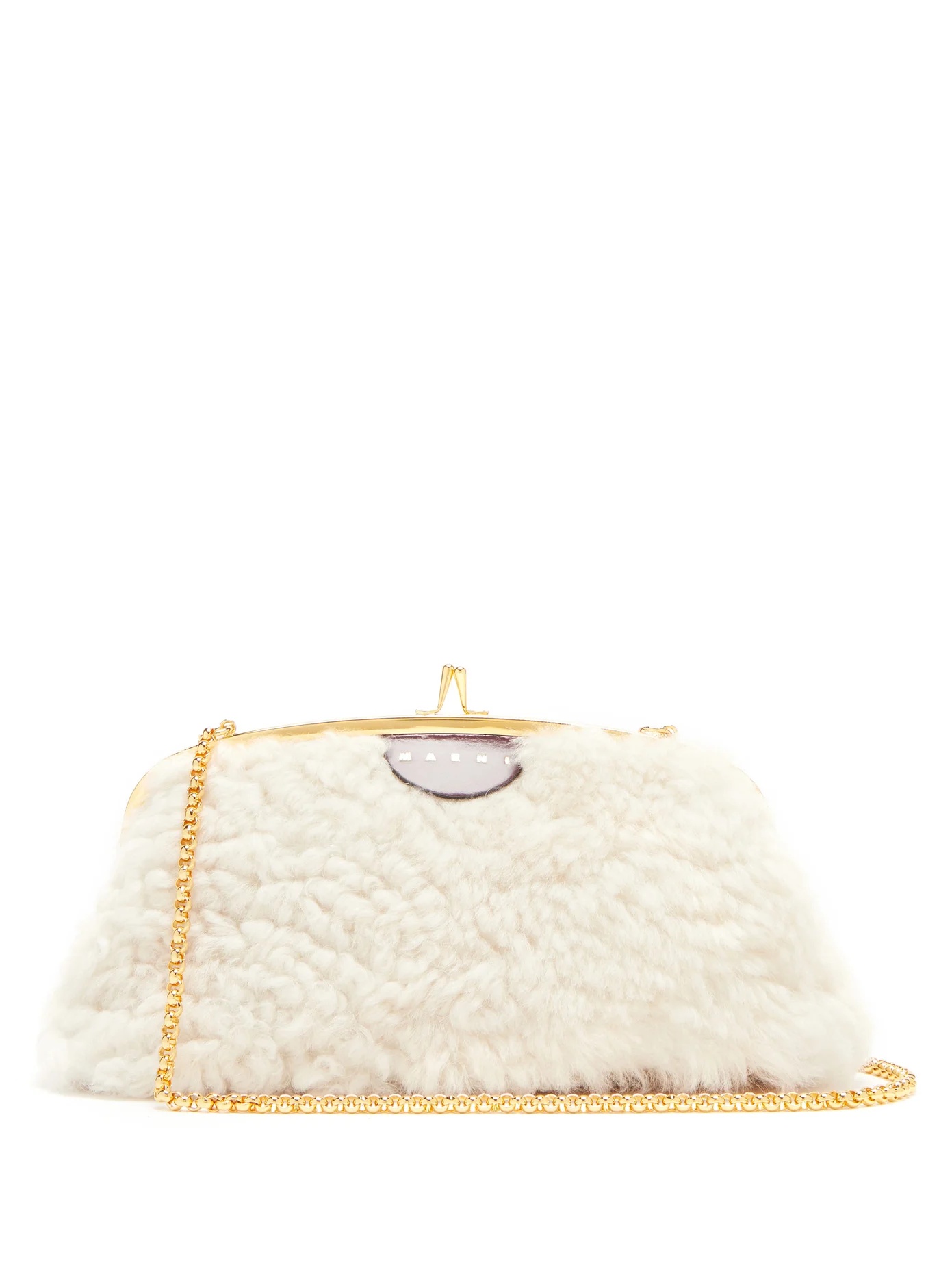 Cindy shearling and leather cross-body bag - 1