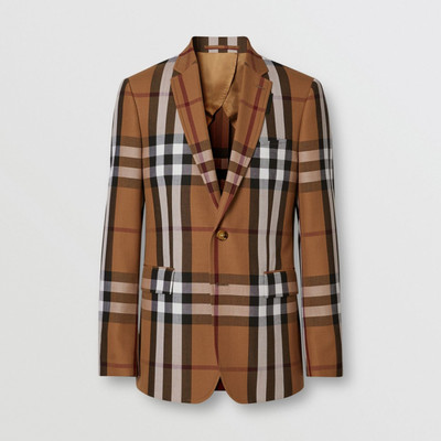 Burberry Slim Fit Check Wool Tailored Jacket outlook