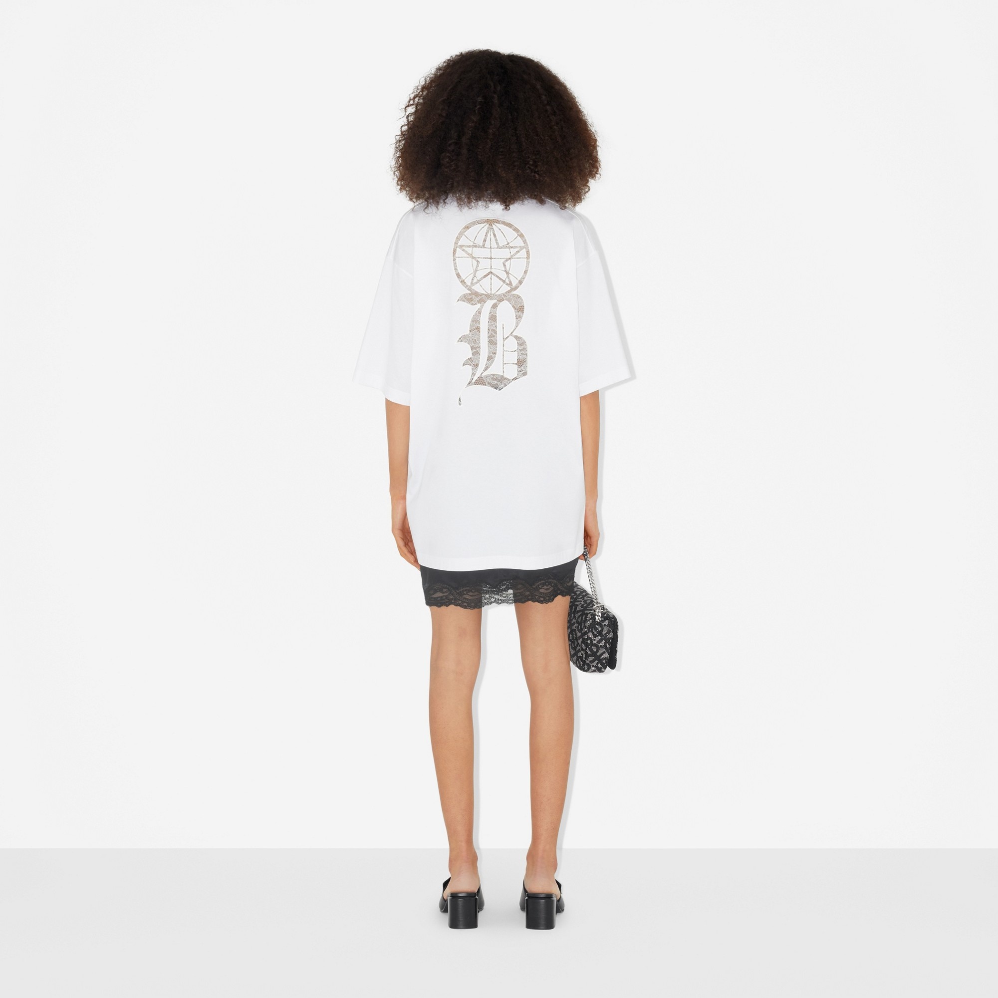 Lace Logo Cotton Oversized T-shirt - 4