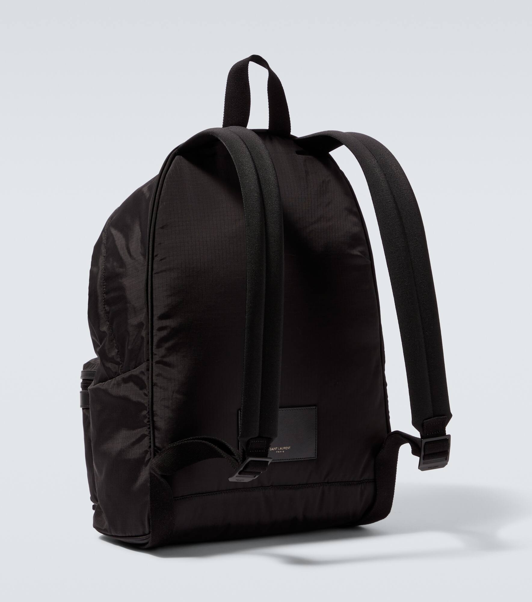 City leather-trimmed ripstop backpack - 5