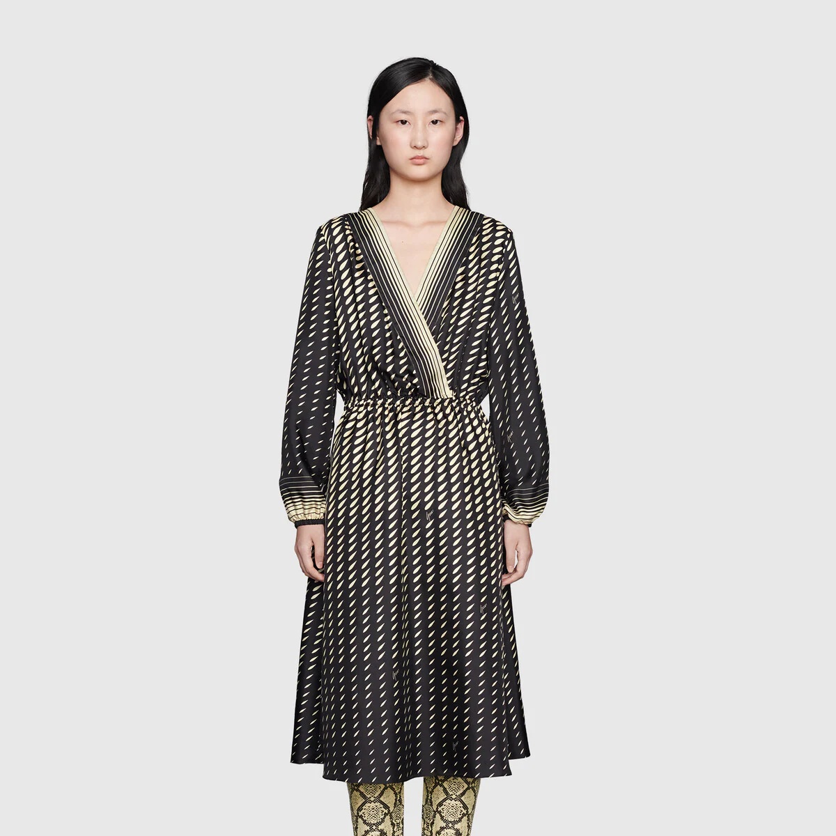 Print silk dress with scarf - 3