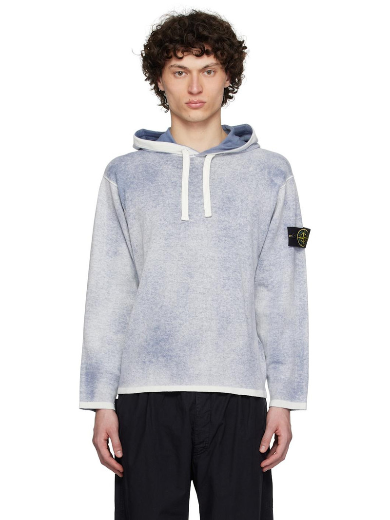 Gray & Blue Raw Hand Light Reversible Hoodie 1