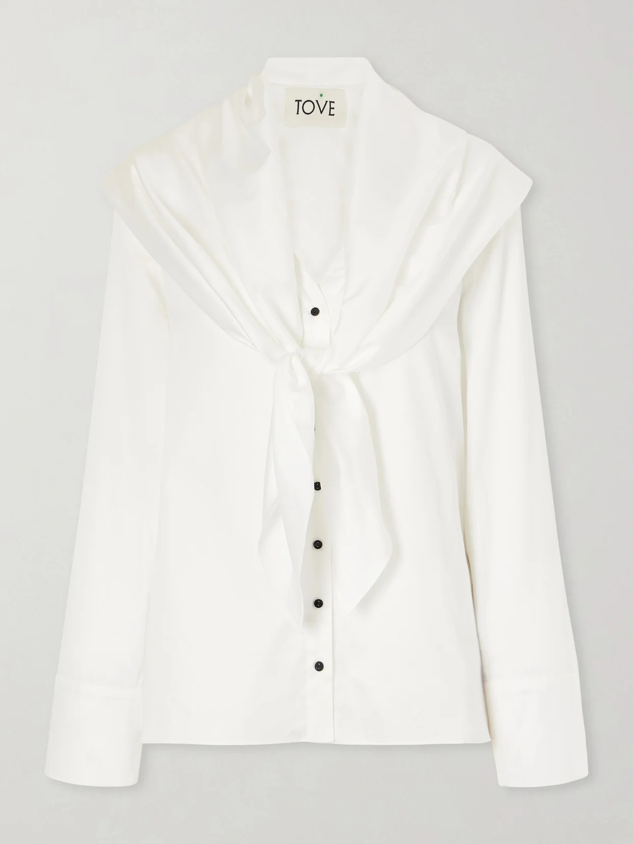Nia Scarf-detailed Cotton-poplin Shirt - 1
