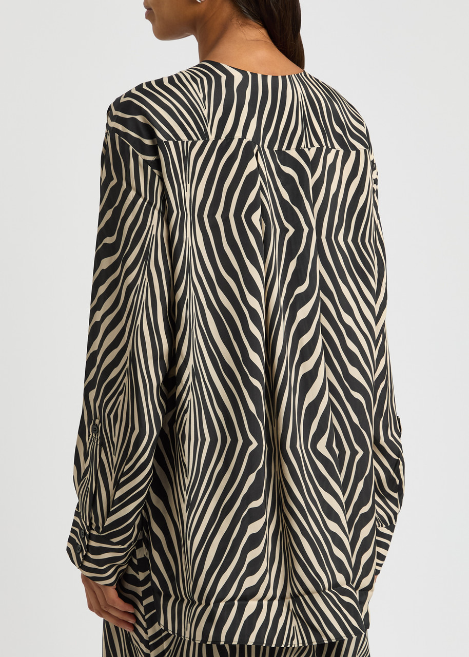 BY Malene Birger Fayette Zebra-print Matte Satin Blouse - 3