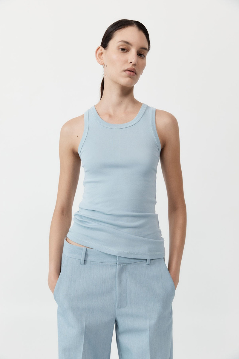 Organic Cotton Singlet - Stone Blue 2