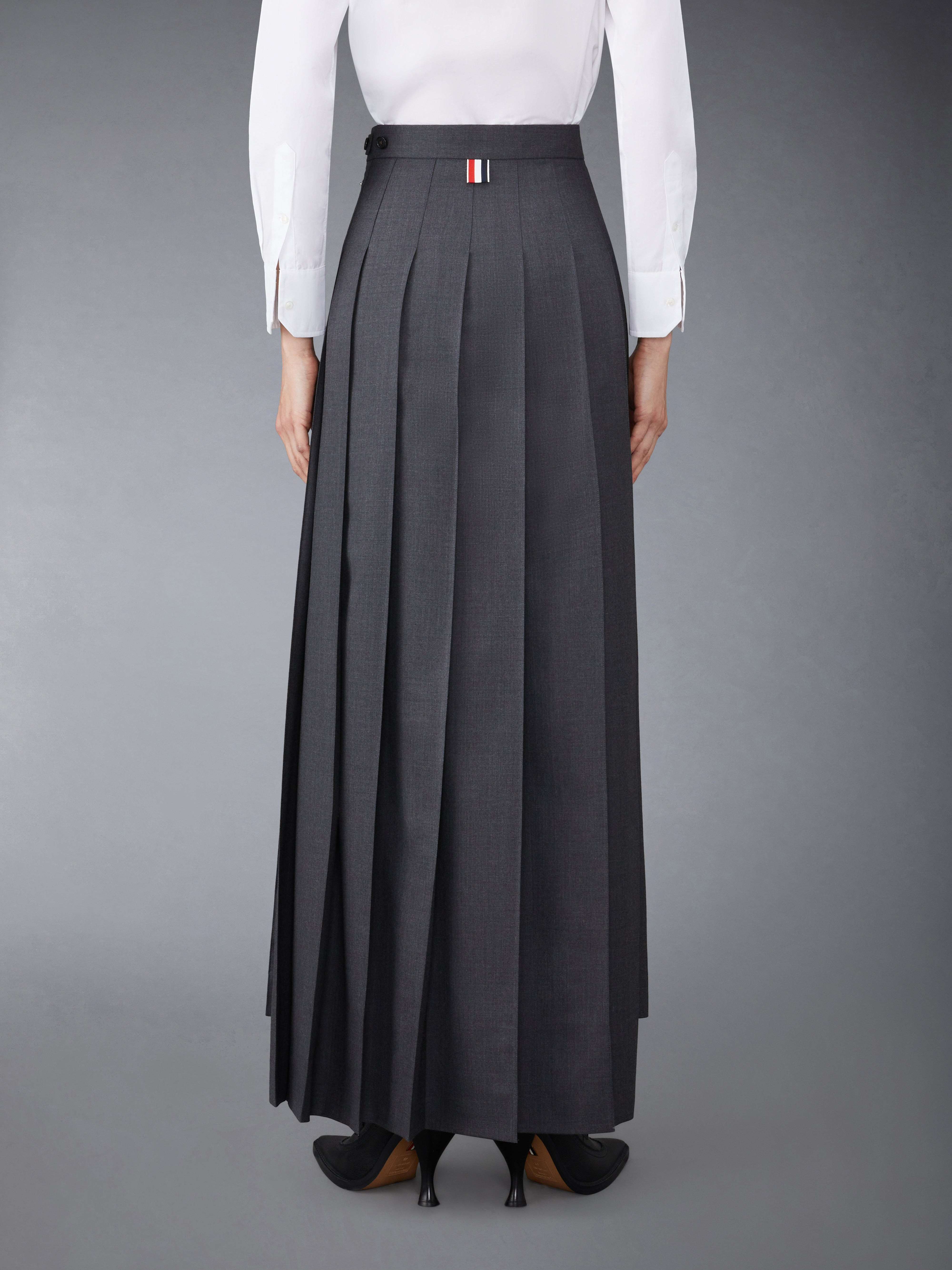 Twill Pleated Long Skirt - 3