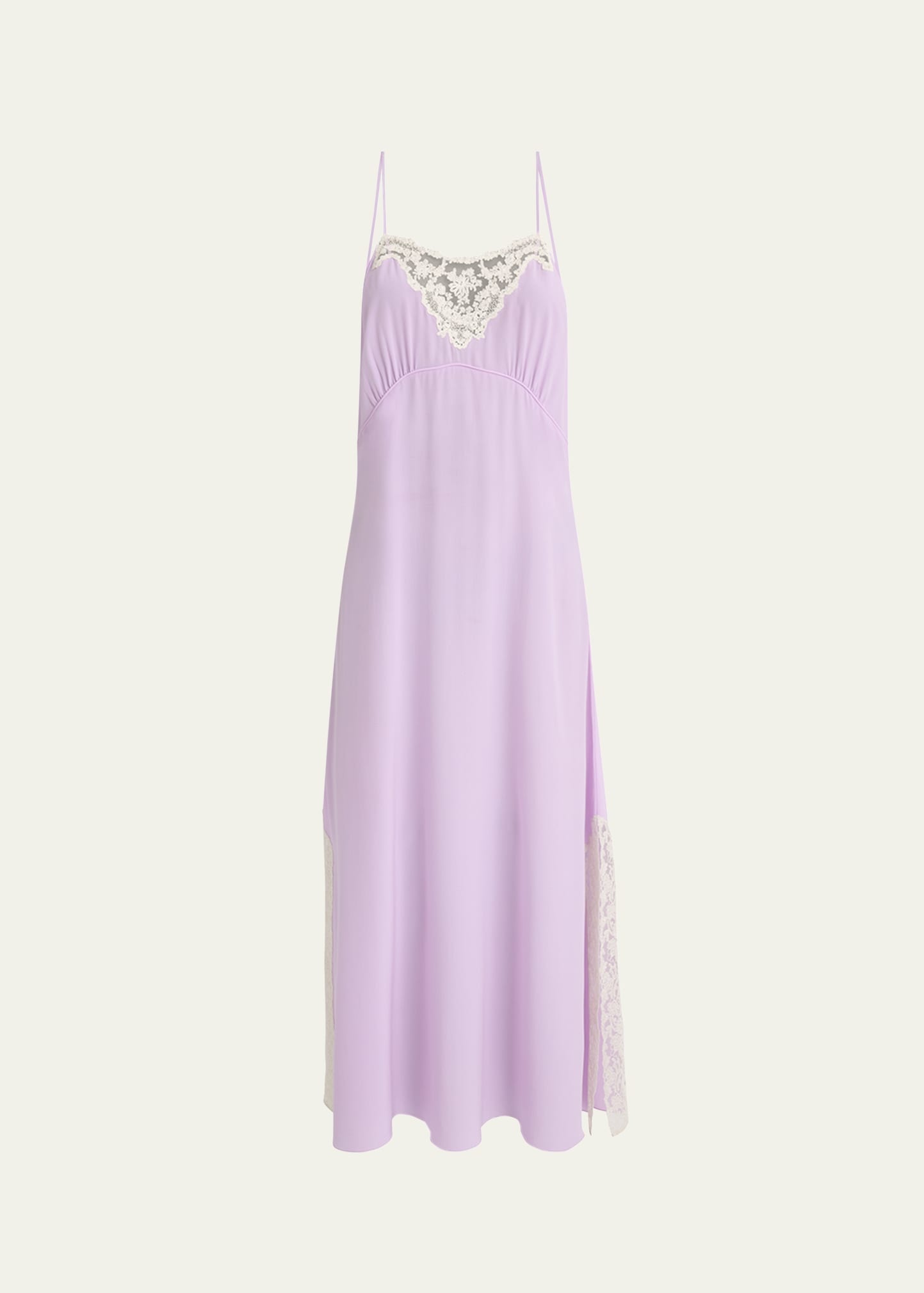 Lace-Trim Silk Midi Slip Dress - 1
