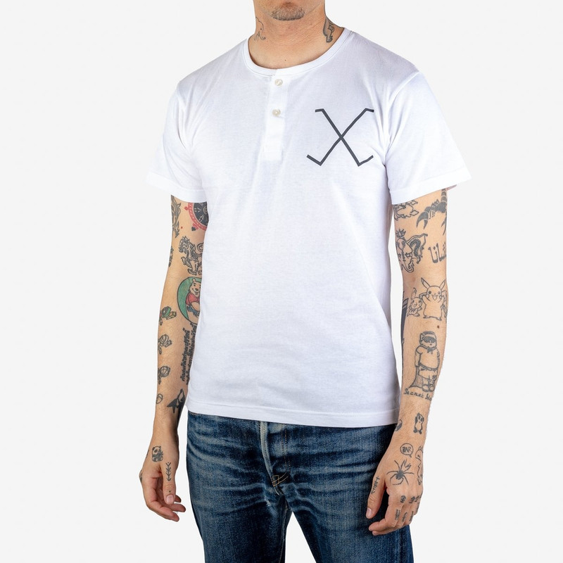 Iron Heart OGL 5.6oz Henley Tee - White outlook