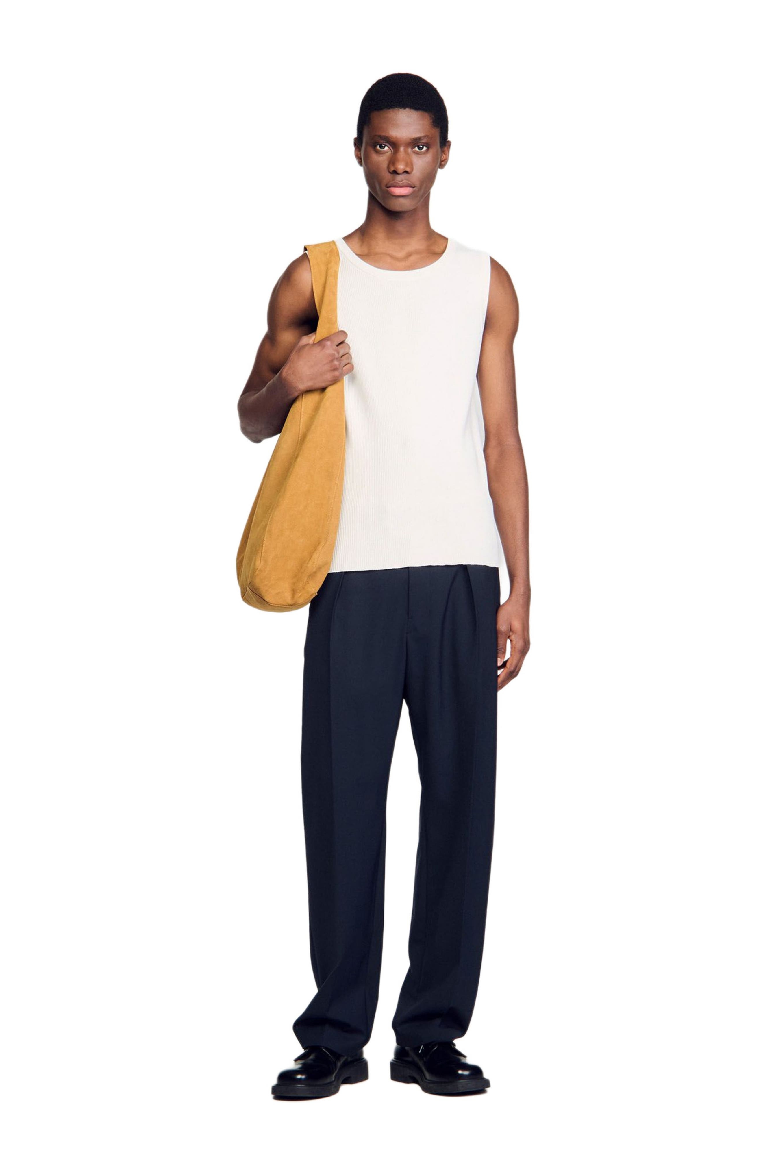 SANDRO Rib knit vest top in Optic White at Nordstrom - 6