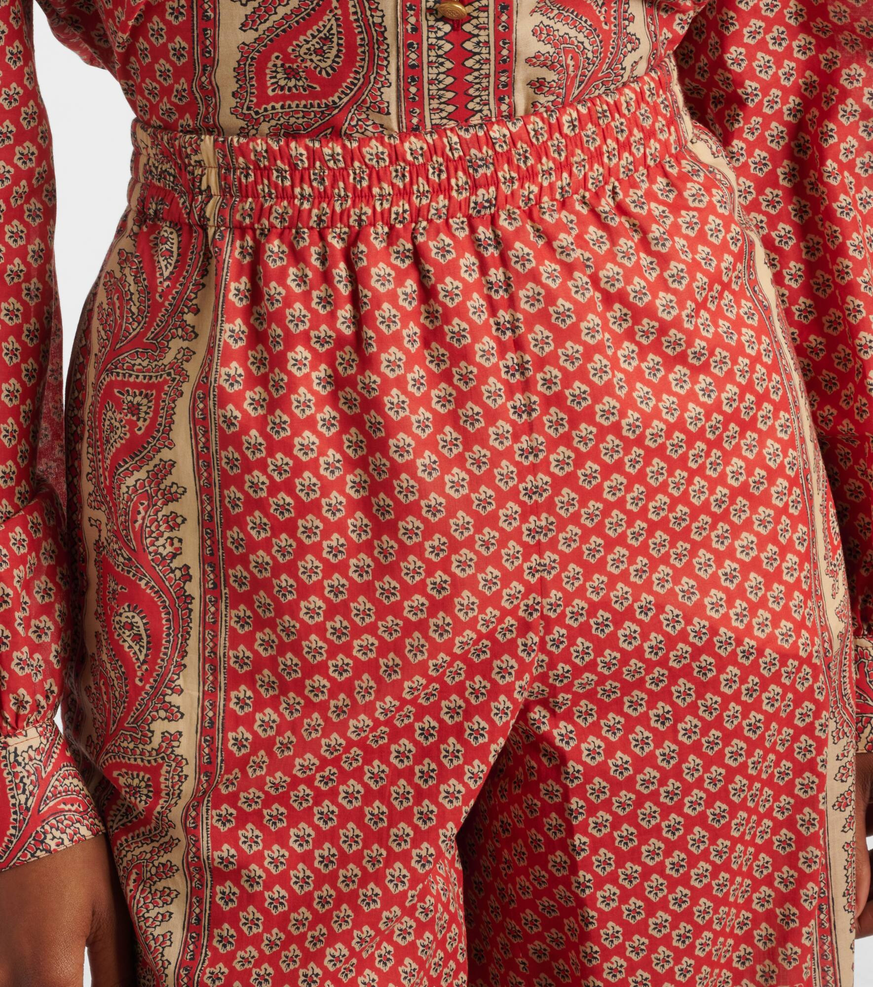 Printed cotton wide-leg pants - 4