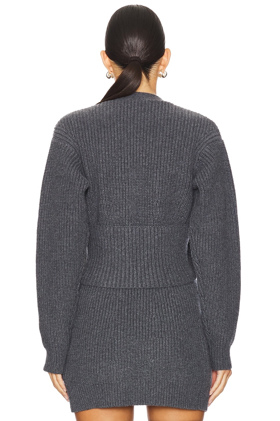 Ribbed Bilayer V-neck Cardigan With Cami Twinset - 3