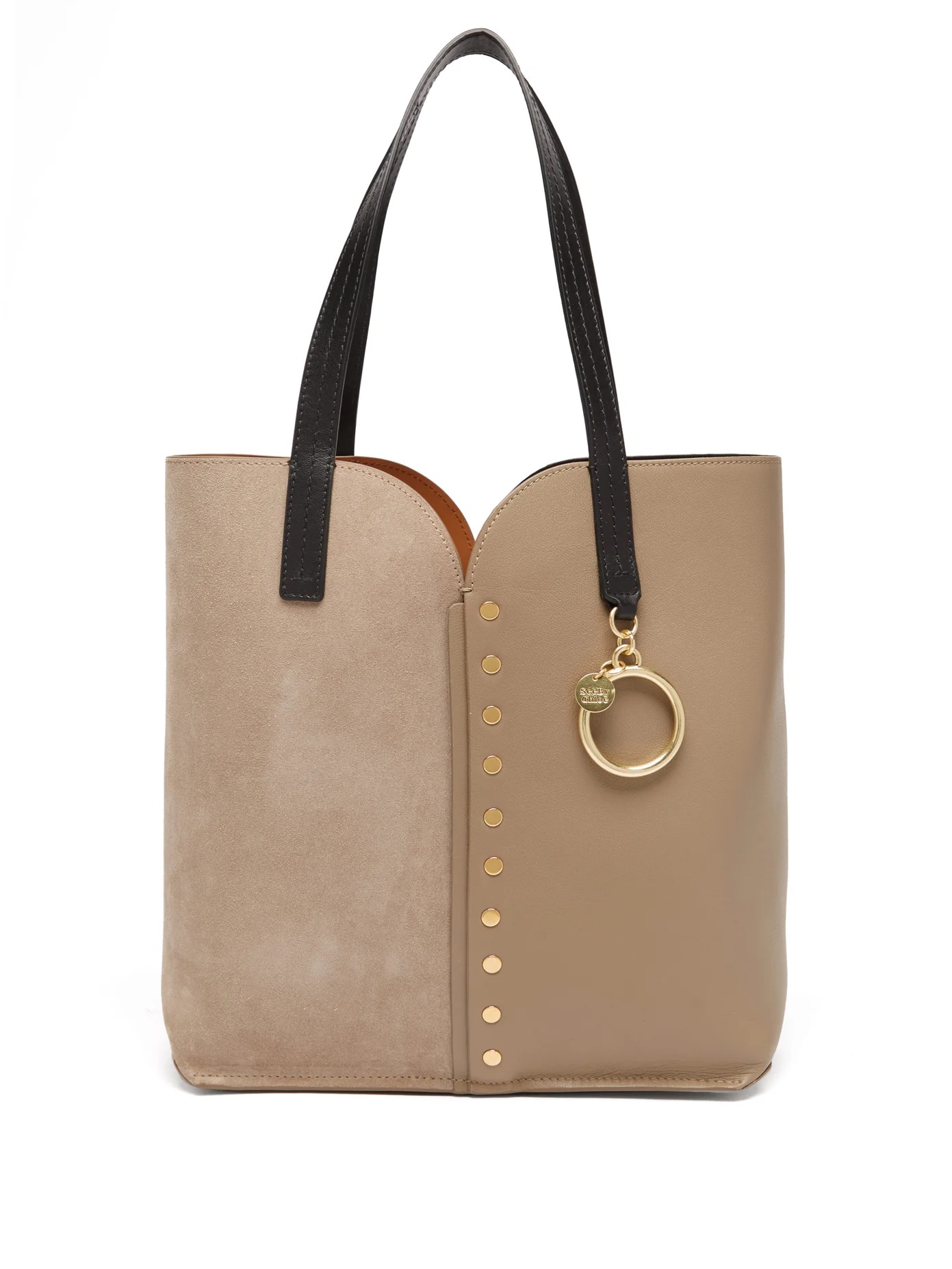 Gaia medium suede and grained-leather tote bag - 1