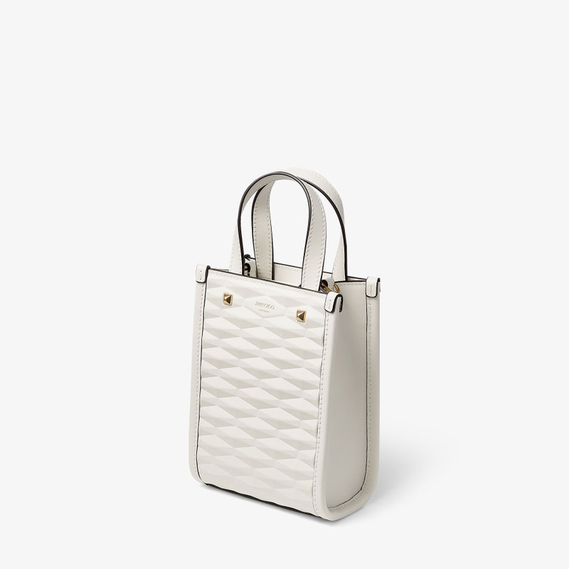 Mini N/S Tote
Latte Diamond Embossed 3D Leather Mini Tote Bag 3